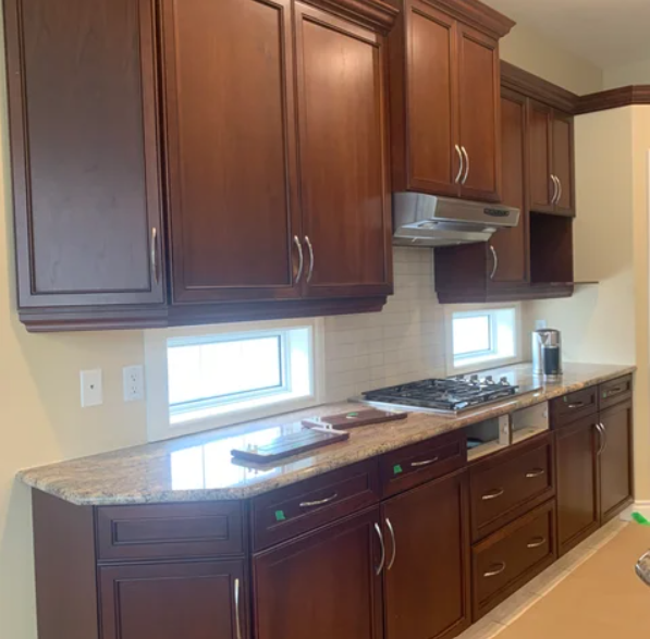before cabinet refinishing