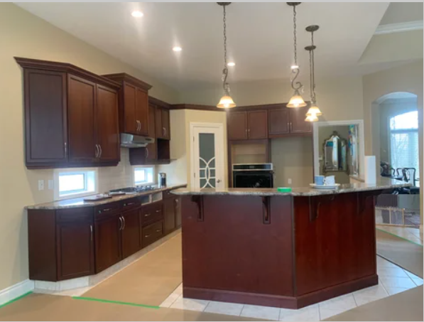 before cabinet refinishing